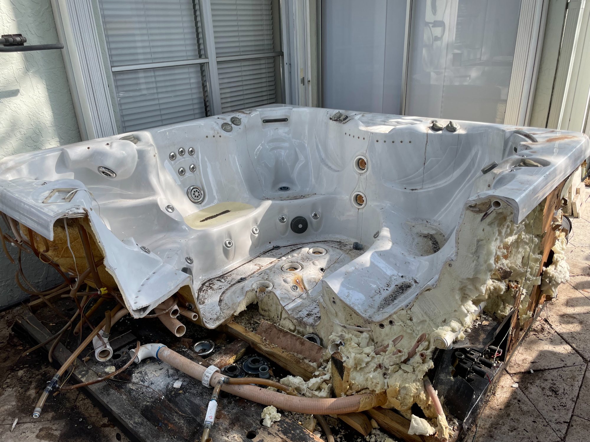 Hot tub dismantled for hauling in Broward County FL